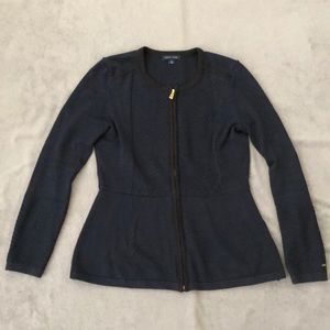 Tommy Hilfiger Navy Black Zip Up Sweater Small